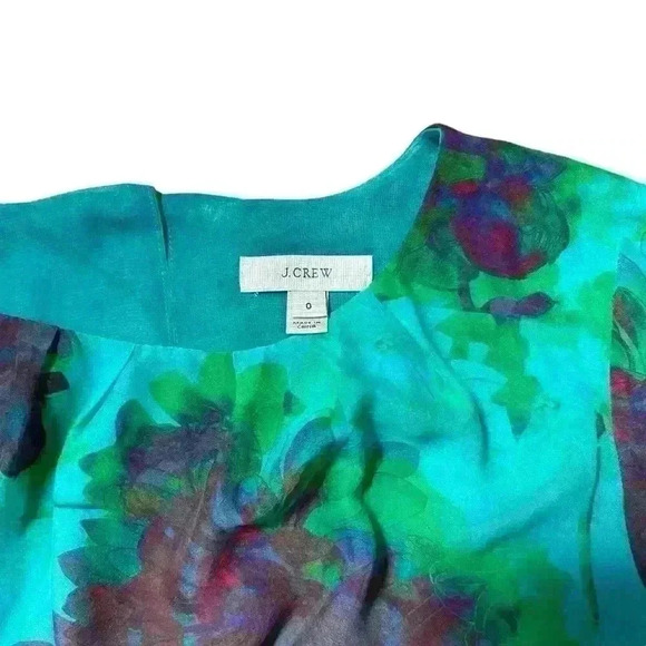 J Crew Flowy Sheer Floral 100% Silk Blouse Women’s Size 0 - Picture 5 of 7